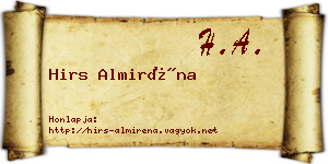 Hirs Almiréna névjegykártya